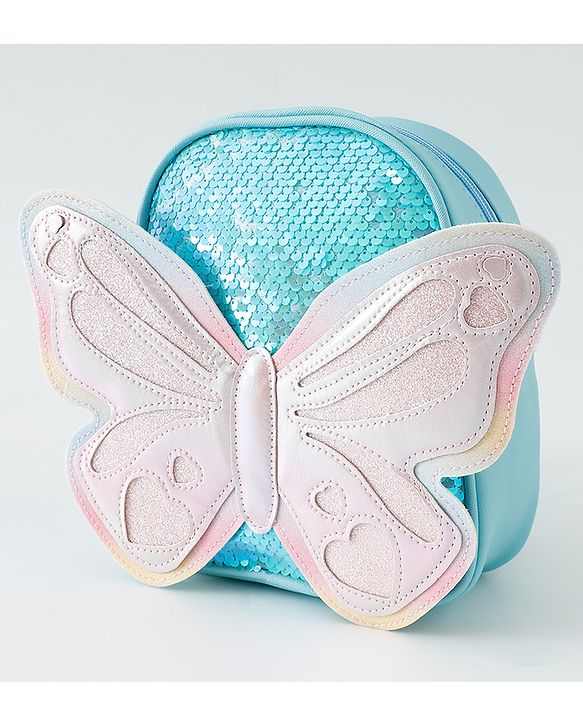 Babyhug Fashion Backpack with Hearts & Butterfly Applique - Fuchsia