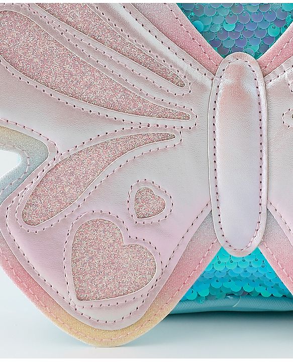 Babyhug Fashion Backpack with Hearts & Butterfly Applique - Fuchsia