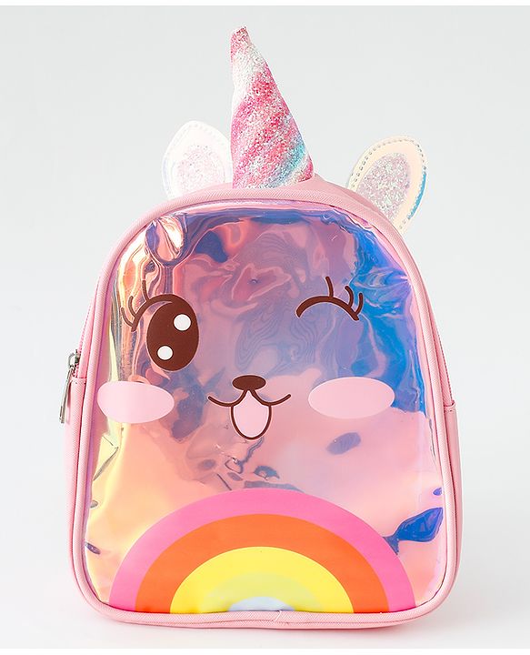 Babyhug Fashion Backpacks With Unicorn Horn - Pink