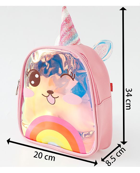 Babyhug Fashion Backpacks With Unicorn Horn - Pink