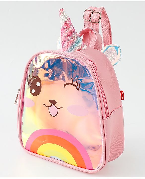Babyhug Fashion Backpacks With Unicorn Horn - Pink