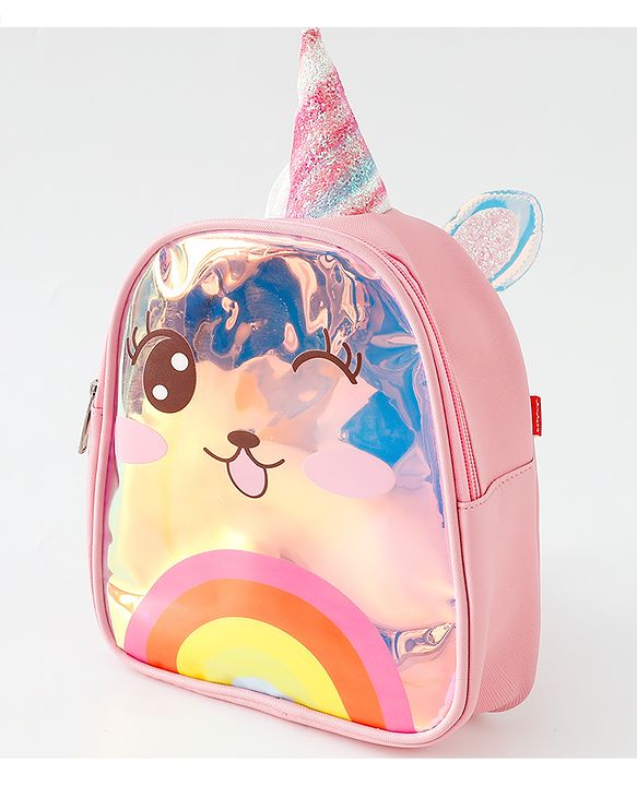 Babyhug Fashion Backpacks With Unicorn Horn - Pink