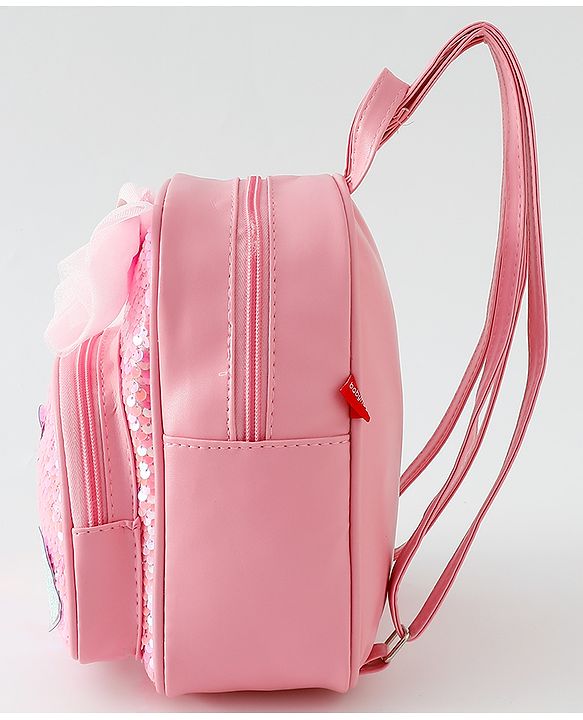 Babyhug Fashion Backpack with Hearts  & Bow Applique - Pink