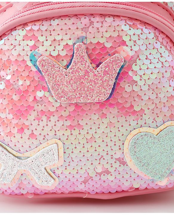 Babyhug Fashion Backpack with Hearts  & Bow Applique - Pink