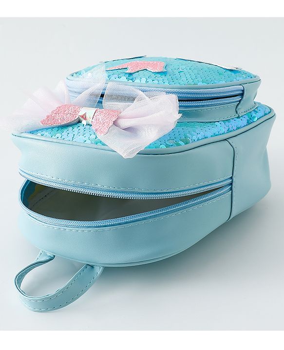 Babyhug Fashion Backpack with Hearts  & Bow Applique - Blue