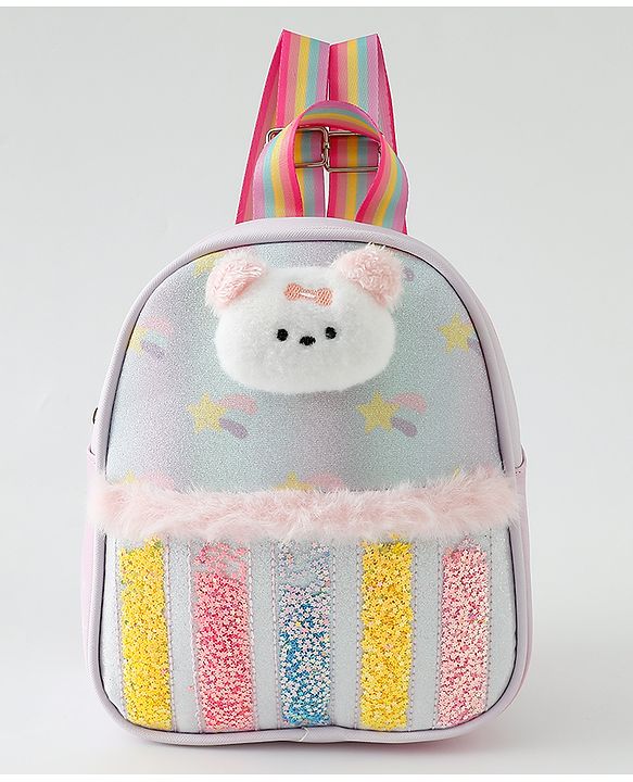 Babyhug Fashion Backpacks With Teddy Bear Applique - Multicolor