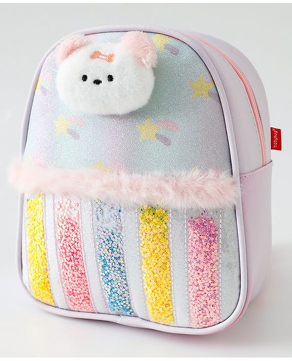 Babyhug Fashion Backpacks With Teddy Bear Applique - Multicolor