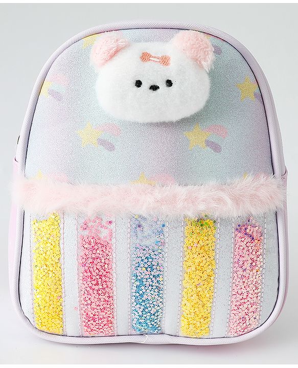 Babyhug Fashion Backpacks With Teddy Bear Applique - Multicolor