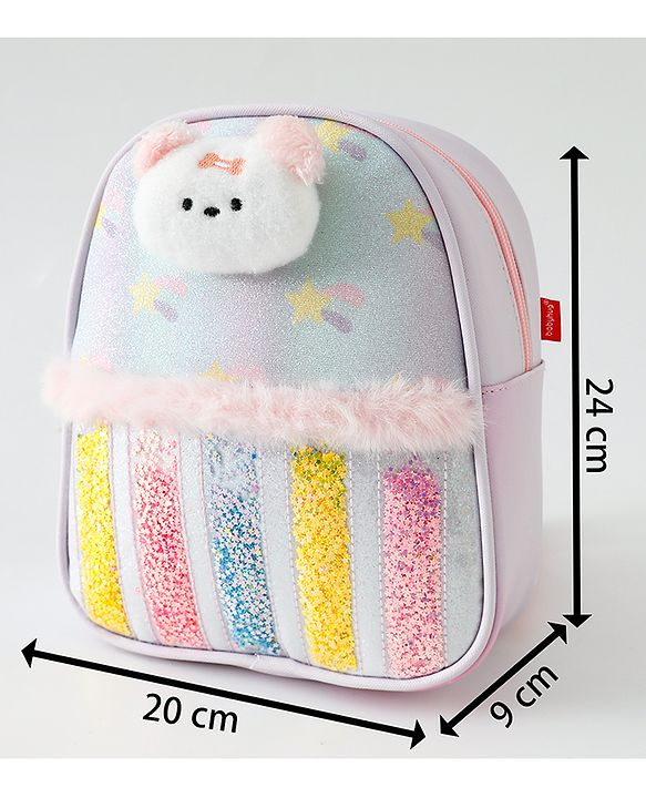 Babyhug Fashion Backpacks With Teddy Bear Applique - Multicolor