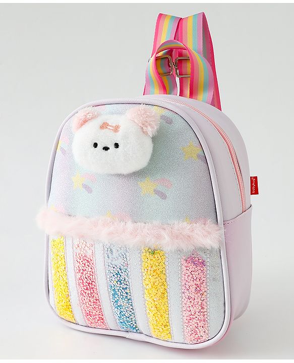 Babyhug Fashion Backpacks With Teddy Bear Applique - Multicolor