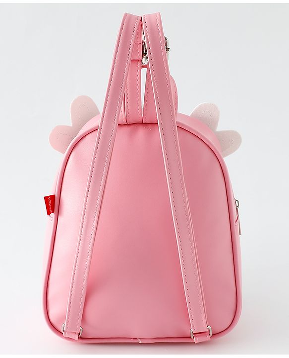 Babyhug Fashion Backpack with Hearts & Flower Applique - White