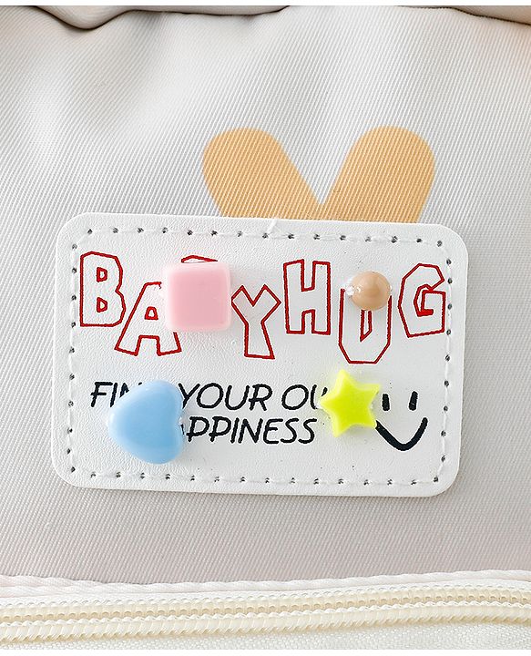 Babyhug Free Size Fashion Backpack With Hearts Design - White