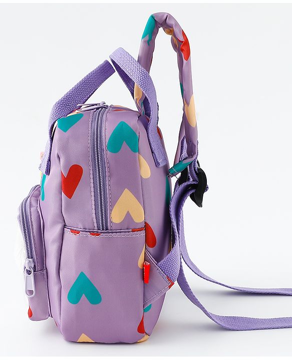 Babyhug Free Size Fashion Backpack With Hearts Design - White