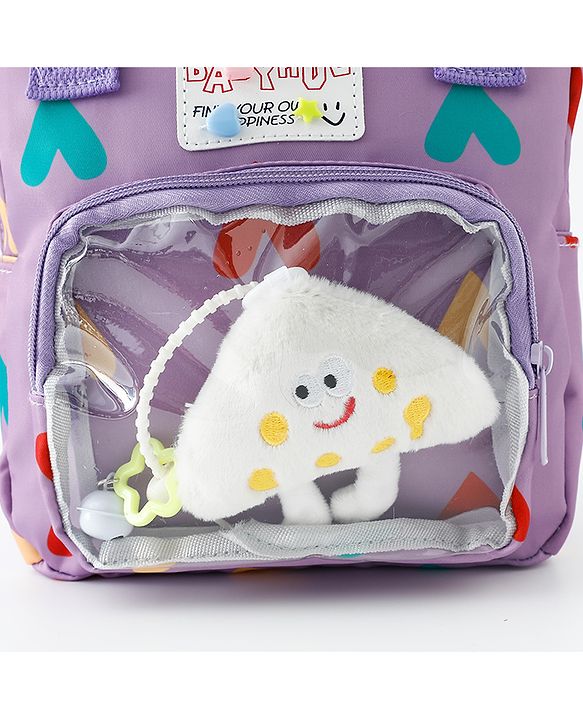 Babyhug Free Size Fashion Backpack With Hearts Design - White