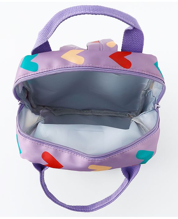 Babyhug Free Size Fashion Backpack With Hearts Design - White