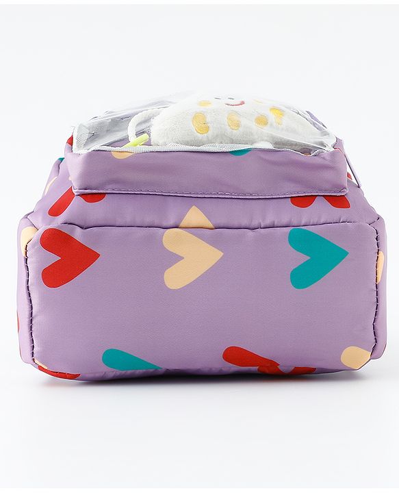 Babyhug Free Size Fashion Backpack With Hearts Design - White
