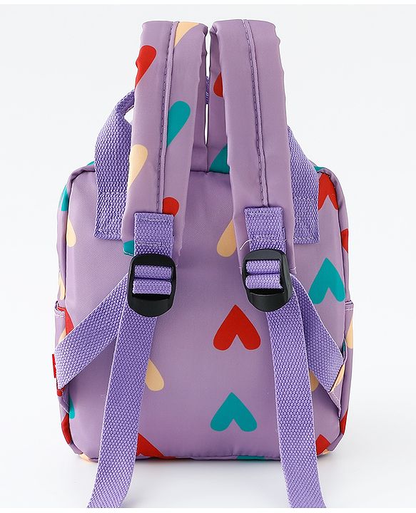 Babyhug Free Size Fashion Backpack With Hearts Design - White