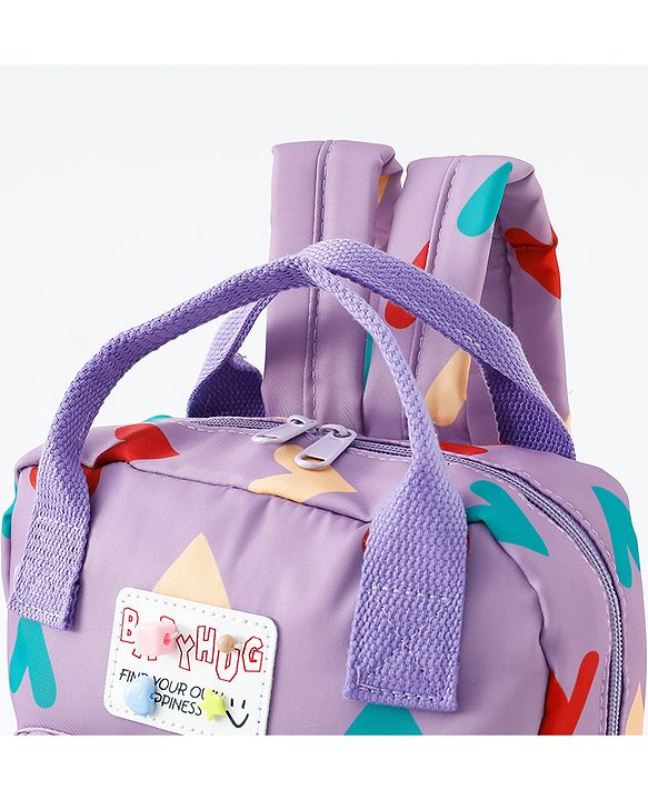 Babyhug Free Size Fashion Backpack With Hearts Design - White