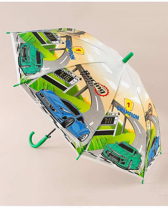 Babyhug Racing Printed Umbrella - Multicolor