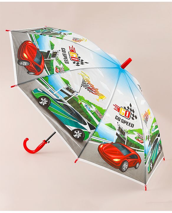 Babyhug Racing Printed Umbrella - Multicolor