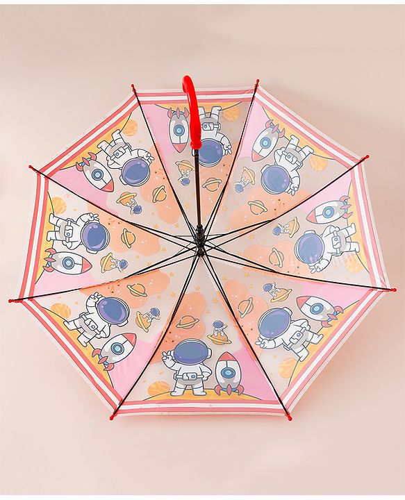 Babyhug Free Size Umbrella with Astronaut Print - Multicolor