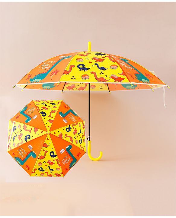 Babyhug Free Size Umbrella with Dinosaur Print - Yellow