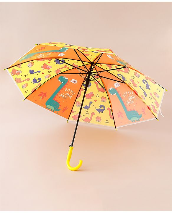Babyhug Free Size Umbrella with Dinosaur Print - Yellow