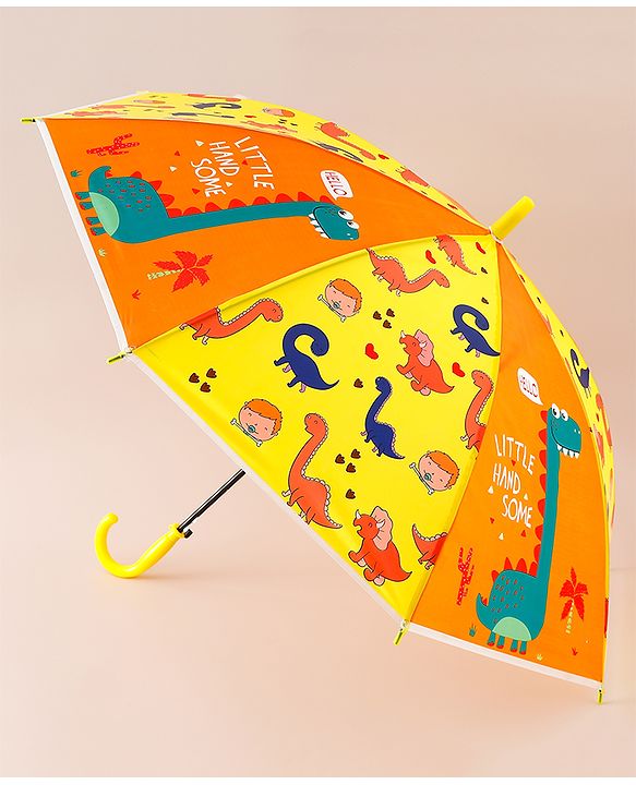Babyhug Free Size Umbrella with Dinosaur Print - Yellow