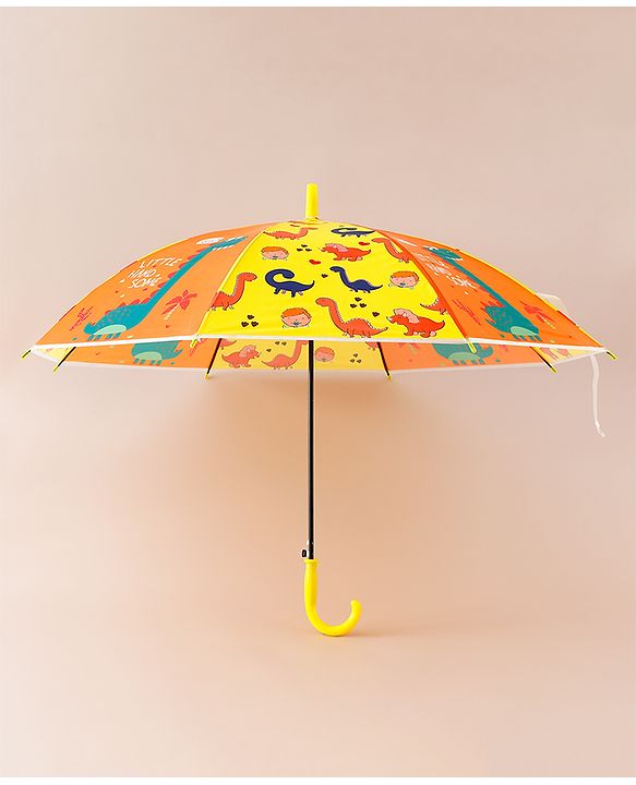 Babyhug Free Size Umbrella with Dinosaur Print - Yellow
