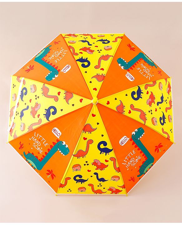 Babyhug Free Size Umbrella with Dinosaur Print - Yellow