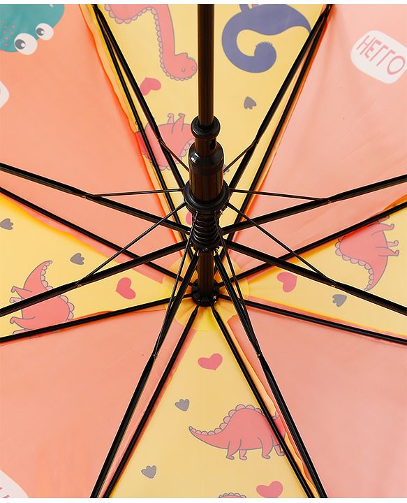 Babyhug Free Size Umbrella with Dinosaur Print - Yellow