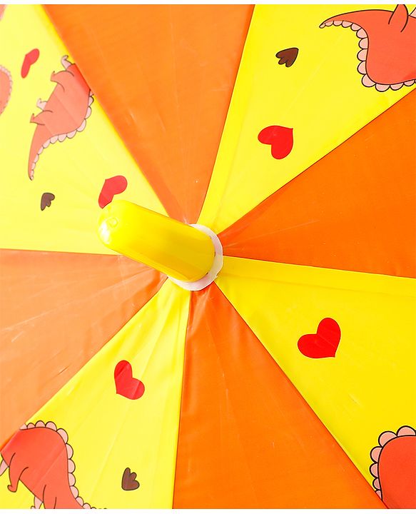 Babyhug Free Size Umbrella with Dinosaur Print - Yellow