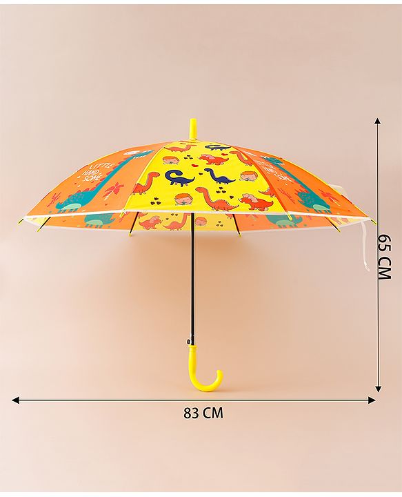 Babyhug Free Size Umbrella with Dinosaur Print - Yellow