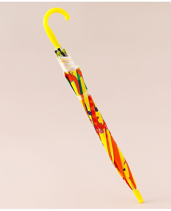 Babyhug Free Size Umbrella with Dinosaur Print - Yellow