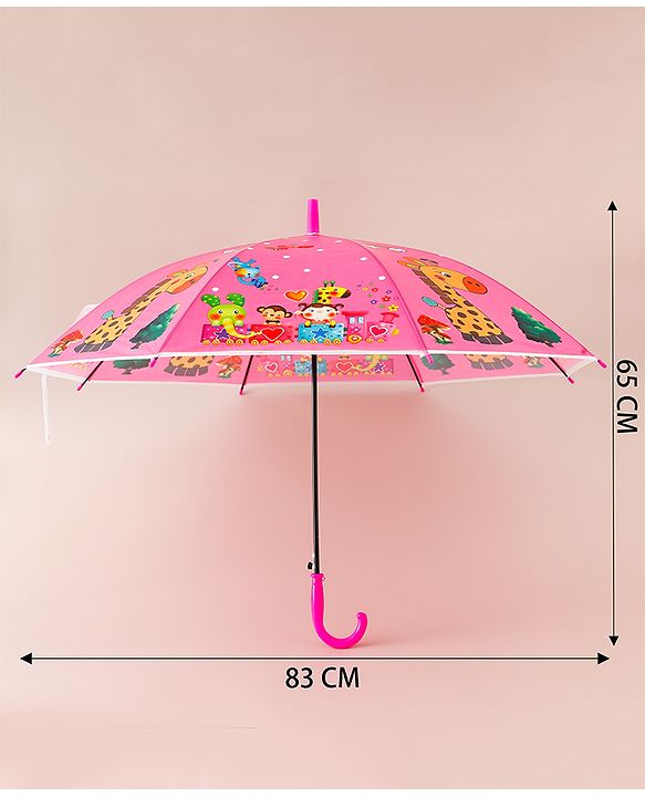 Babyhug Free Size Umbrella with Animal Print - Fuchsia