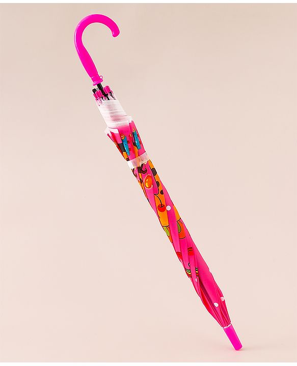 Babyhug Free Size Umbrella with Animal Print - Fuchsia
