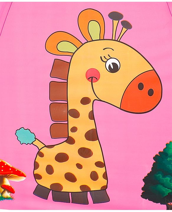 Babyhug Free Size Umbrella with Animal Print - Fuchsia