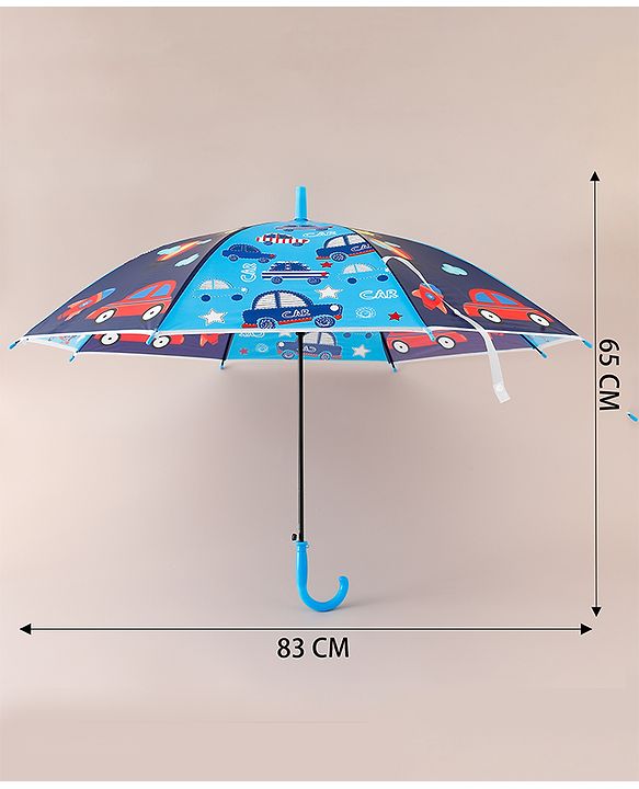 Babyhug Free Size Umbrella with Car Print - Blue