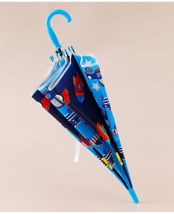 Babyhug Free Size Umbrella with Car Print - Blue