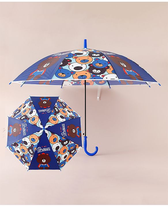 Babyhug Free Size Umbrella with Teddy Print - Multicolor