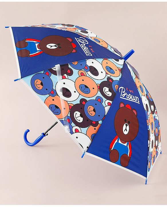 Babyhug Free Size Umbrella with Teddy Print - Multicolor