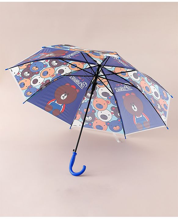 Babyhug Free Size Umbrella with Teddy Print - Multicolor