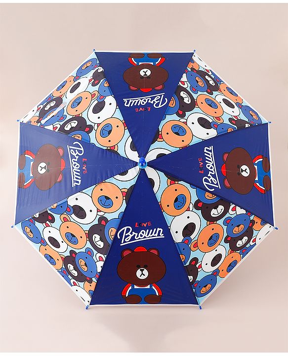 Babyhug Free Size Umbrella with Teddy Print - Multicolor