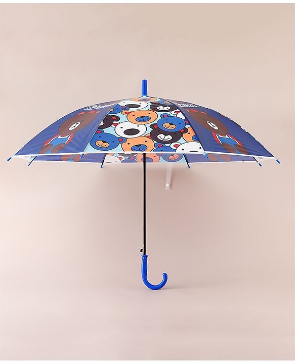 Babyhug Free Size Umbrella with Teddy Print - Multicolor