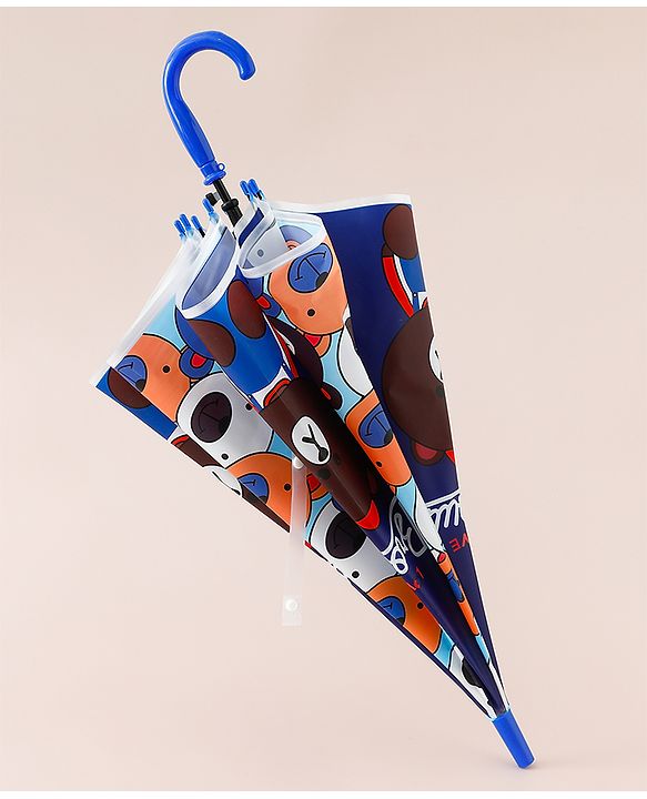 Babyhug Free Size Umbrella with Teddy Print - Multicolor