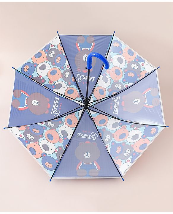 Babyhug Free Size Umbrella with Teddy Print - Multicolor