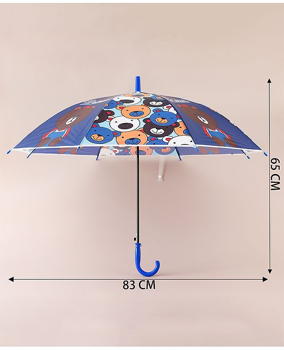 Babyhug Free Size Umbrella with Teddy Print - Multicolor