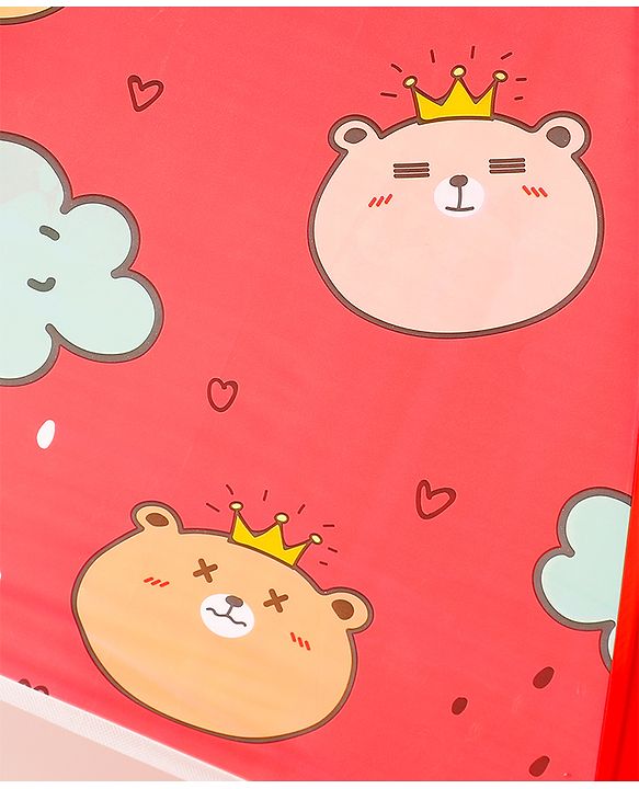 Babyhug Free Size Umbrella with Teddy Print - Red