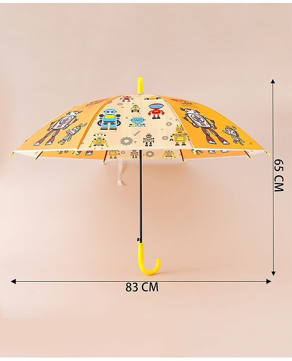 Babyhug Free Size Umbrella with Robot Print - Yellow
