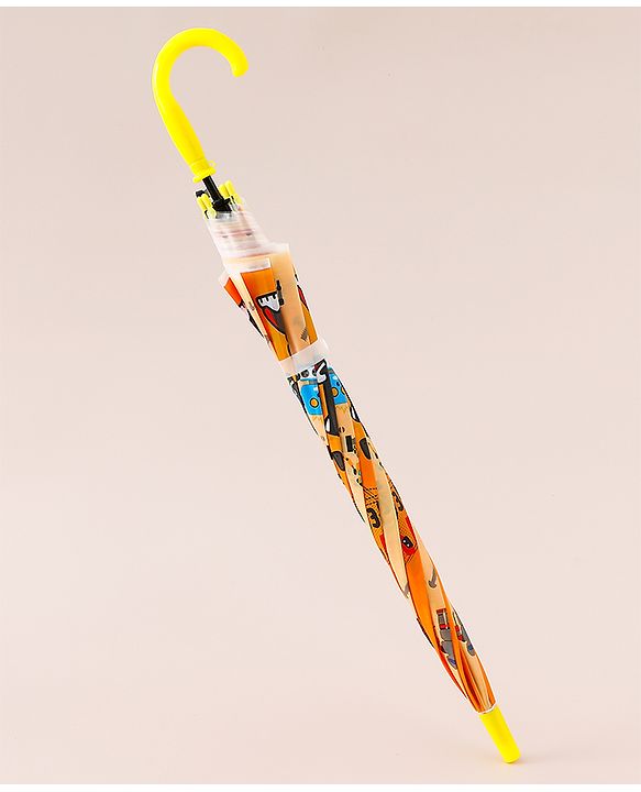 Babyhug Free Size Umbrella with Robot Print - Yellow